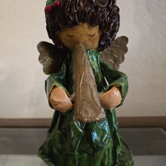 Vintage 1970's Paper Mache Angel Christmas Tree Topper - Picture 5 of 8
